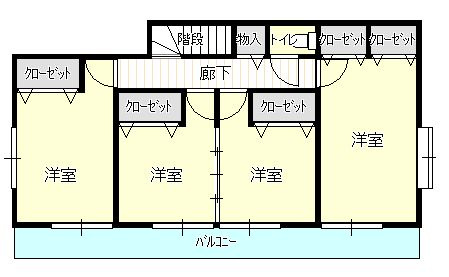 仙台市青葉区みやぎ台２丁目の間取り|２階は各室収納つきの間取りです。