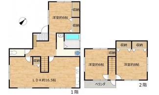 【間取り】 | 呉市焼山北3丁目【リフォーム済・中古戸建】 | 16.5帖リビング☆洋室×3☆ファミリータイプ3LDK☆