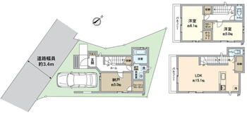 堺市東区日置荘西町　新築一戸建ての間取り