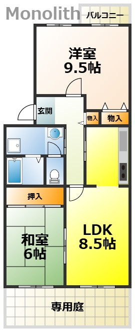 フレール鶴山台101号棟の間取り