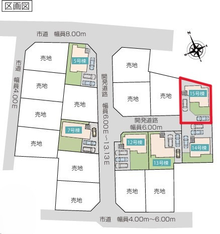 いろどりアイタウン小山市粟宮22-P1　15号棟の区画図|土地面積　178.71㎡（54.06坪