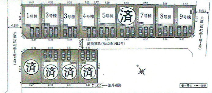武蔵村山市残堀5丁目　新築戸建全13棟の区画図