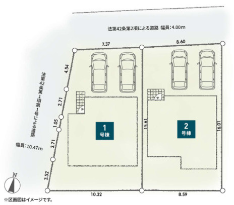 秦野市第2渋沢　新築戸建　全2棟1号棟の区画図