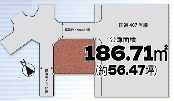 坂戸市清水町売地の土地図