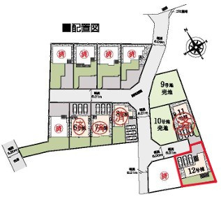 いろどりアイタウン栃木市大宮町22-P1　１２号棟の区画図|土地面積　206.41㎡（62.43坪）