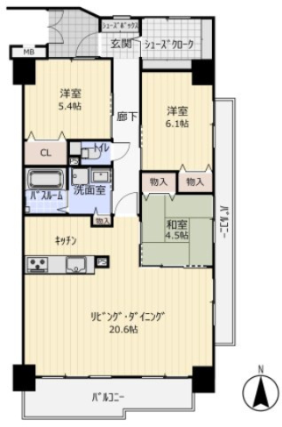 サーパス土居田の間取り|3LDK＋S、価格1750万円、専有面積88.79㎡
