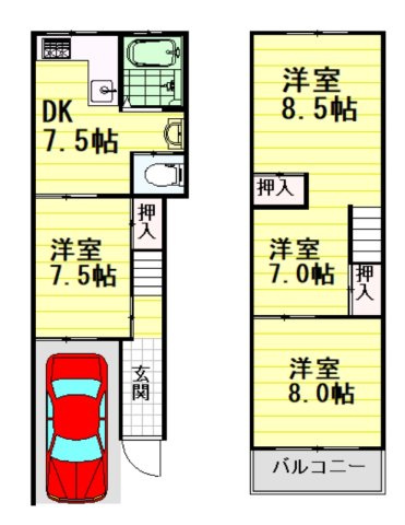 浜口東２丁目一戸建の間取り