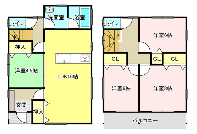 伊敷6丁目　新築戸建ての間取り|8帖の主寝室が魅力。収納豊富な間取りですっきり整理できます。