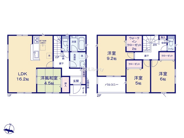 常総市山口第2　新築戸建　2号棟の間取り