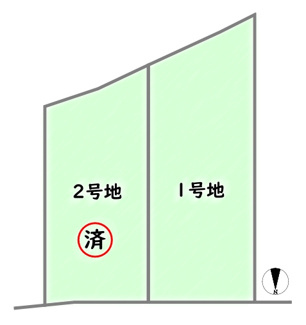 【区画図】 | 中京区西ノ京北壺井町　建築条件付 | 《区画図》2区画分譲地：残り1区画