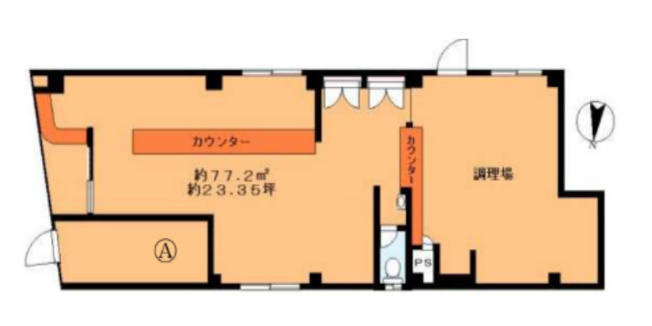 【間取り】 | 荏原中延駅2分 OMUSUビル 1階 23.35坪 焼き鳥店居抜き