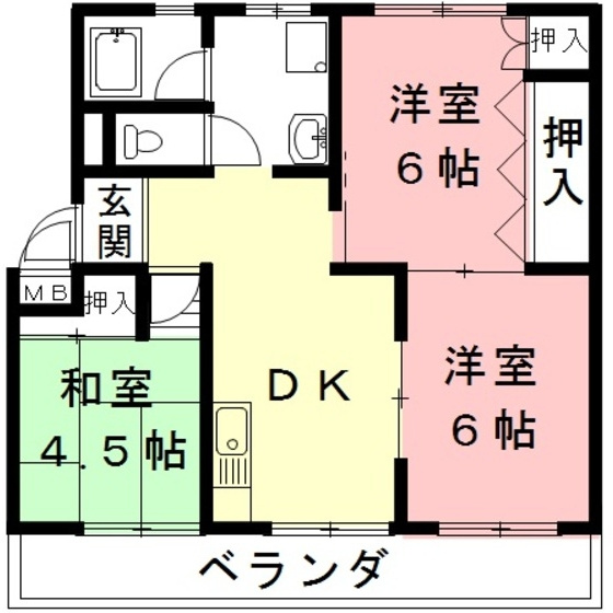 岐阜市尻毛１丁目のアパートの間取り