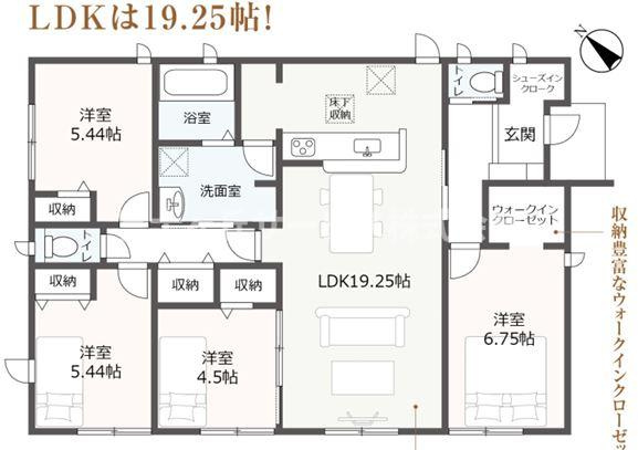 【間取り】 | 浜松市中央区寺脇町 3期 新築一戸建て | 効率的かつ暮らしのことをしっかり考えた間取りです