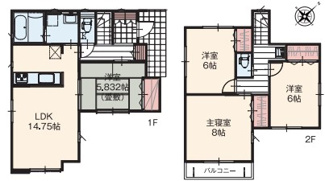 【間取り】 | 越谷市下間久里　新築分譲住宅　全2棟