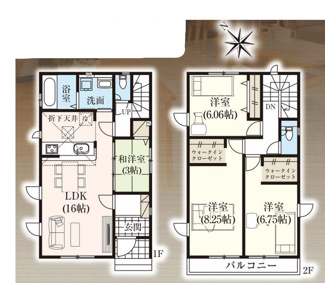 【間取り】 | 越谷市大沢12期　新築分譲住宅　全2棟 | 2号棟　◆土地面積103.40㎡　◆建物面積：97.70㎡　◆4LDK-WIC×2