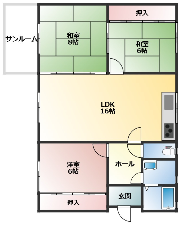 八戸市大字湊町字鮫ノ口の間取り