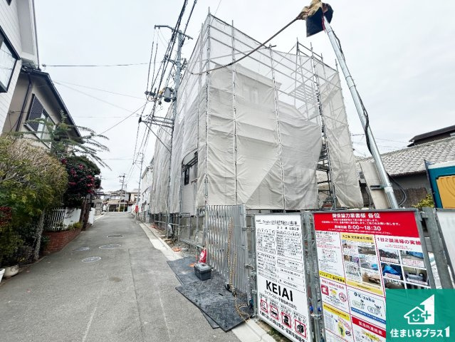 羽曳野市野々上　新築一戸建ての外観|現在の進捗状況です！順調に作業進行中、完成が待ち遠しいです！詳細の間取り等、お気軽にお問い合わせください！