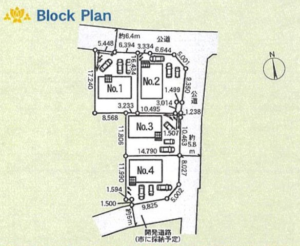 新築戸建・建売　邑楽町藤川第1　Cradle Garden　全4棟の区画図