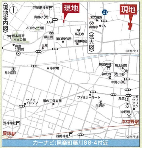 新築戸建・建売　邑楽町藤川第1　Cradle Garden　全4棟の地図