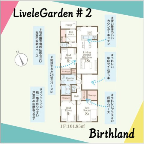 新築戸建・建売　桐生第25相生町　Livele Garden　全2棟の間取り|【3SLDK】平屋でも収納充実！全居室収納+納戸+α！