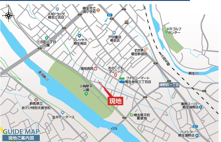 新築戸建・建売　桐生市琴平町　Blooming Garden　全1棟の地図