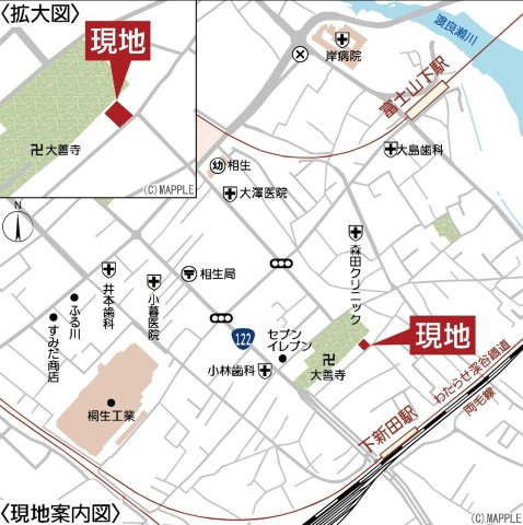新築戸建・建売　桐生市相生町第16　Cradle Garden　全2棟の地図
