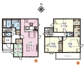 上尾市大谷本郷　8期　新築一戸建て　グラファーレ　04の間取り|上尾市大谷本郷　8期　新築一戸建て　グラファーレ　04、4LDK、土地面積109.73m2、建物面積96.47m2