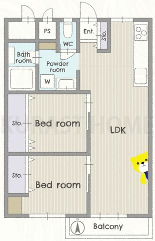 九条住宅B棟　2階の間取り