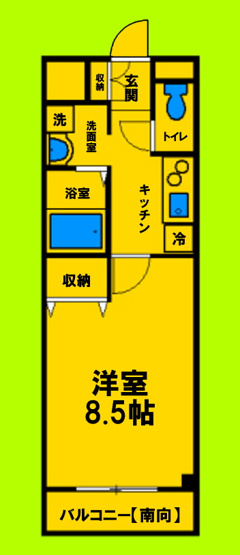 【間取り】 | BLOOM LIFE TSUKAGUCHI | 1Kタイプ