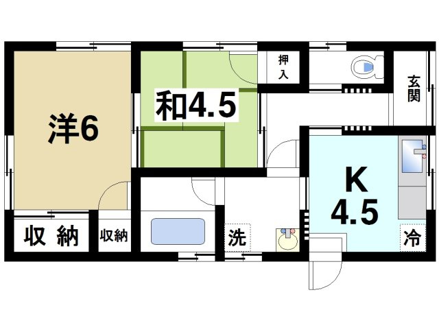 吉田借家の間取り|一人暮らしにもおすすめの2K！