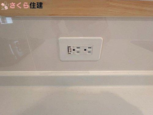 大田原市浅香　第8　3号棟のキッチン|キッチンにコンセントがあると、何かと便利！