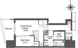 コンフォリア・リヴ本町WEST　Qの間取り