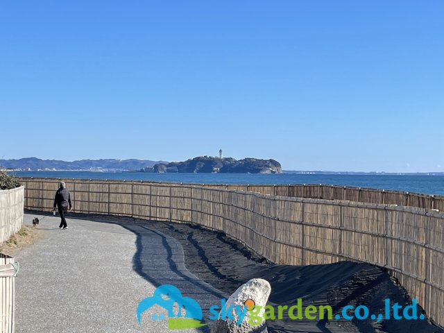 茅ヶ崎市浜須賀　新築戸建　全2棟2号棟のその他|現地より320m付近、浜須賀の海から見た江の島