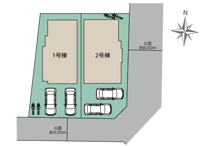 茅ヶ崎市浜須賀　新築戸建　全2棟2号棟の区画図