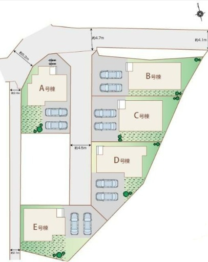 沼津市大岡Ⅴ　新築戸建　全5棟　C号棟の区画図|全体区画図