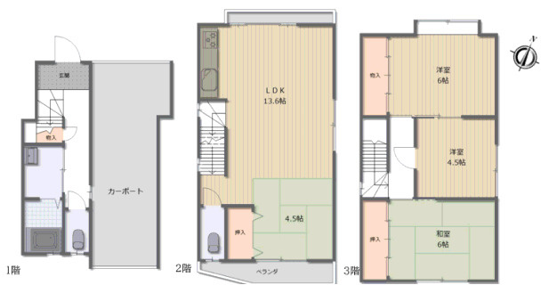 尼崎市富松町　中古戸建の間取り