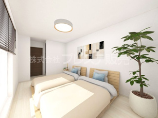 【洋室】 | ２号地２階洋室（主寝室）完成イメージ／南向きですので、陽あたり良好です♪