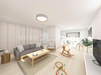 【居間・リビング】 | ２号地リビング完成イメージ／ＬＤＫ22.5帖！南向きですので、陽あたり良好です♪※モデルハウスあり