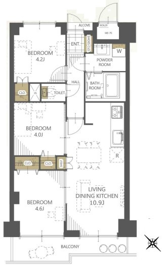 【間取り】 | 常盤台パークハイツ | 南西向きの住戸なので陽当たり良好です！長期修繕計画書もあります！