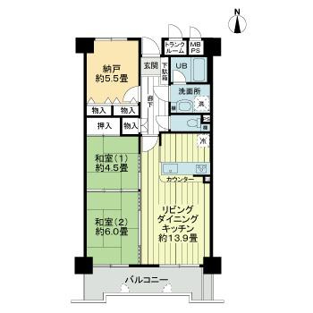 ライオンズマンション徳島南佐古の間取り