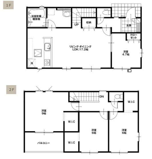 【間取り】 | 高崎市矢中町　新築住宅 | リビング広々4LDK！
2階全室WICあり！家具を置いてもお部屋を広々お使いいただけます。