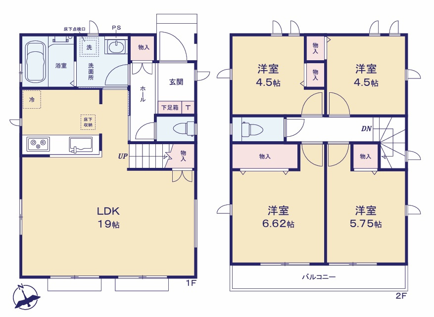 【サンスターホーム】青梅市新町　新築2号棟の間取り