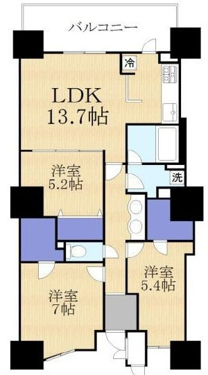 【リフォーム済】リーデンスタワー草津　28Fの間取り