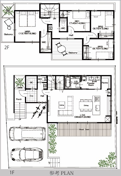 ◆建築条件無し◆戸塚区平戸町 売地 7980万円の土地図＋建物プラン例