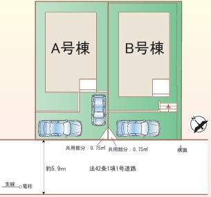 教育施設まで10分圏内　松が丘3丁目　新築2区画　A号棟の区画図