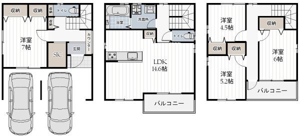 【間取り】 | 専有面積：107.63平米　間取り:4LDK！
