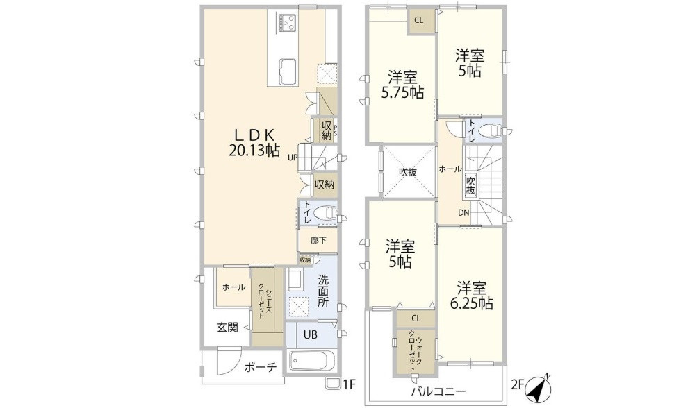 広島市安佐南区上安2丁目　新築一戸建て(全3棟)の間取り