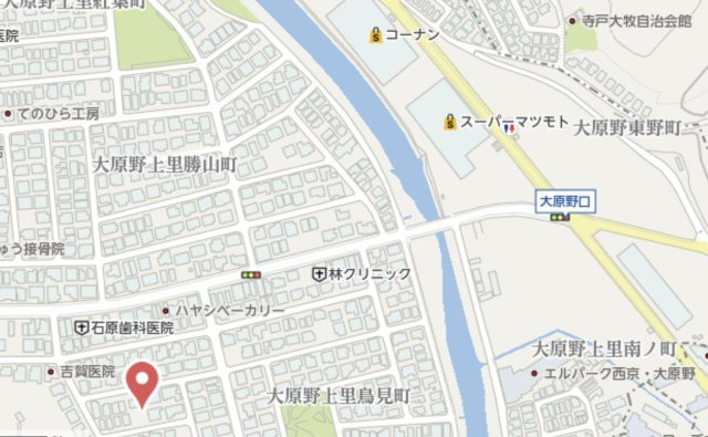 京都市西京区大原野上里鳥見町　新築戸建の地図