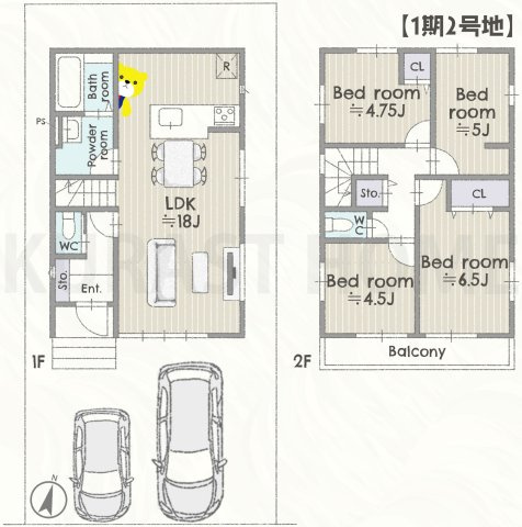 京都市西京区大原野上里鳥見町　新築戸建の間取り