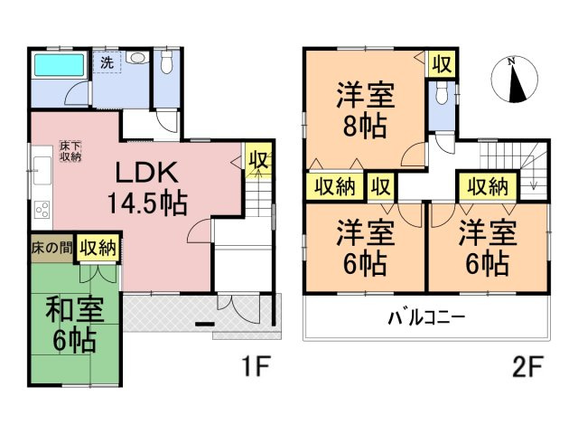 中古戸建　岐阜市粟野東1丁目　平成15年築の間取り